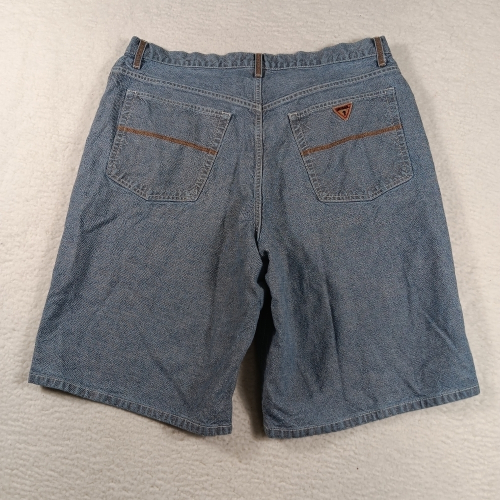 Vintage Guess Shorts Mens 38 Blue Denim Baggy Wide Leg Streetwear Jorts Grunge - Picture 5 of 13